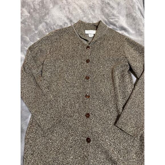 United States Sweaters Size Medium Women Brown Collared Button Up Sweater - Picture 2 of 7